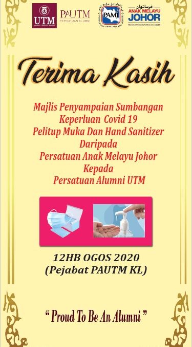 Facial Masks And Hand Sanitizer COVID 19 Donation Ceremony from Persatuan Anak Melayu Johor to PAUTM