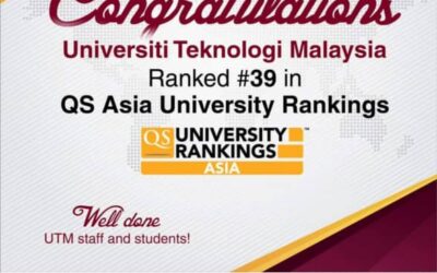Tahniah UTM! Kedudukan Tangga ke-39 di QS Asia University Rankings